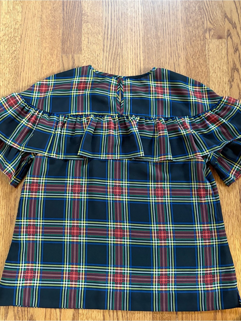 J.Crew Plaid Ruffle Yoke Top - Picture 2 of 6